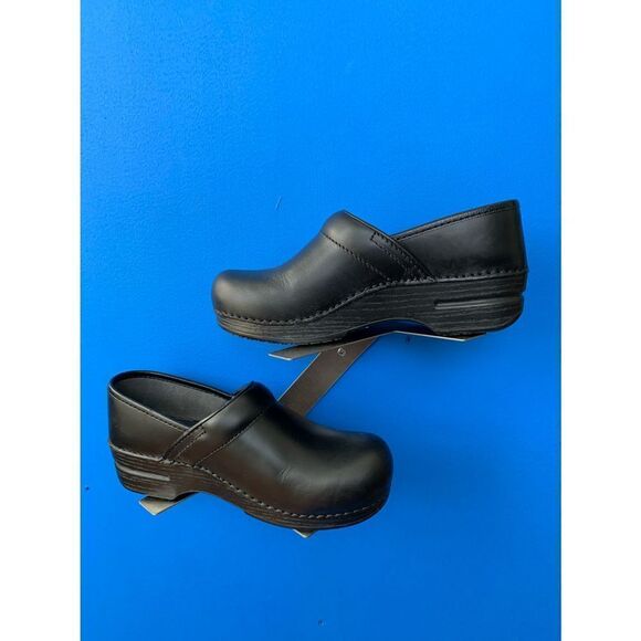 Dansko XP Black Leather Slip-On Clogs Size 7 - Picture 1 of 6